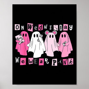 Am Mittwoch tragen wir süße rosa Halloween-Geister Poster