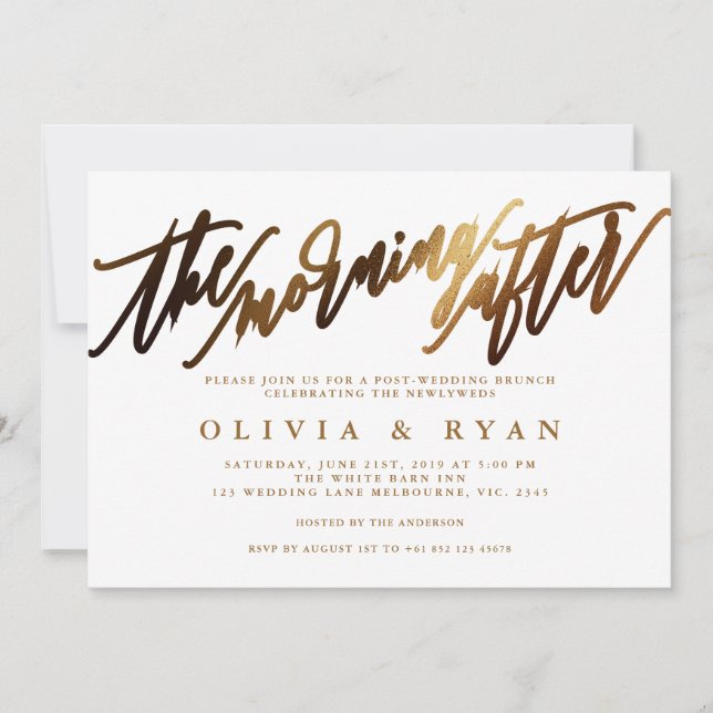 Am Morgen nach der Hochzeit Brunch Einladung (Vorderseite)