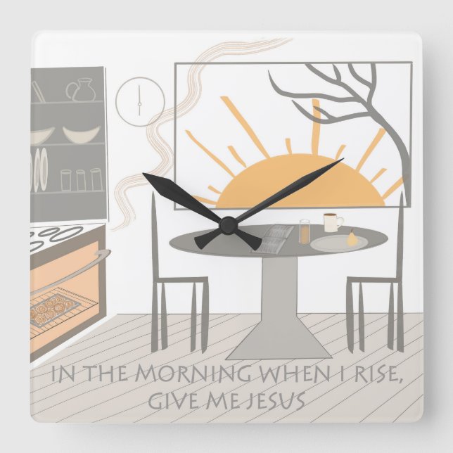 Am Morgen Quadratische Wanduhr (Vorderseite)