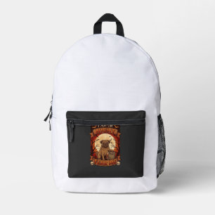 Am Nacht Fürchte Mich Halloween Mops Mond Grabstei Bedruckter Rucksack