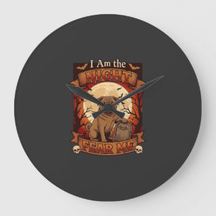 Am Nacht Fürchte Mich Halloween Mops Mond Grabstei Große Wanduhr