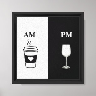 AM & PM Kaffeewein Schwarz-weiße Einfachheit Wand Leinwanddruck