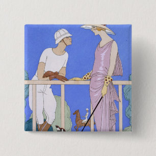 Am Polo 1920-29 (pochoir Druck) Button