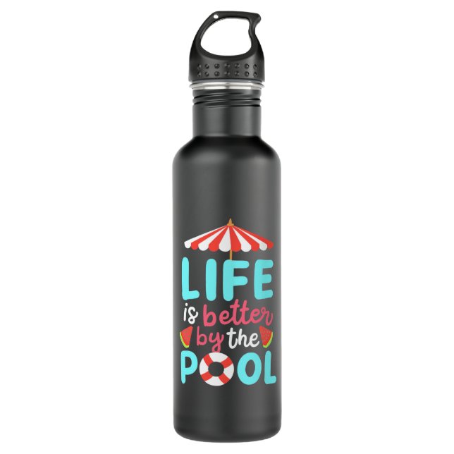 Am Pool ist das Leben besser Edelstahlflasche (Vorderseite)