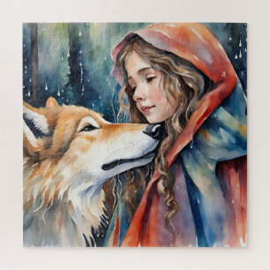 Am Rande eines Märchens: ein Mädchen und ein Wolf