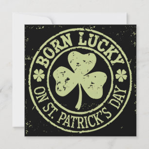 Am St. Patrick's Day Glück Geboren Irischer Geburt Einladung