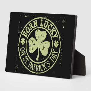 Am St. Patrick's Day Glück Geboren Irischer Geburt Fotoplatte