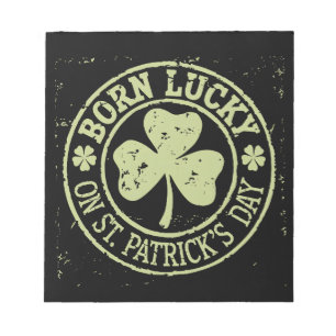 Am St. Patrick's Day Glück Geboren Irischer Geburt Notizblock