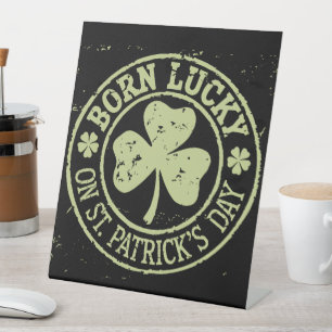 Am St. Patrick's Day Glück Geboren Irischer Geburt Sockelschild