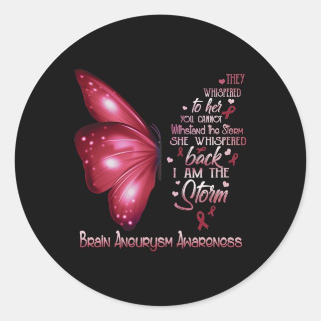 Am Storm Hirn Aneurysm-Awareness Butterfly Runder Aufkleber (Vorderseite)