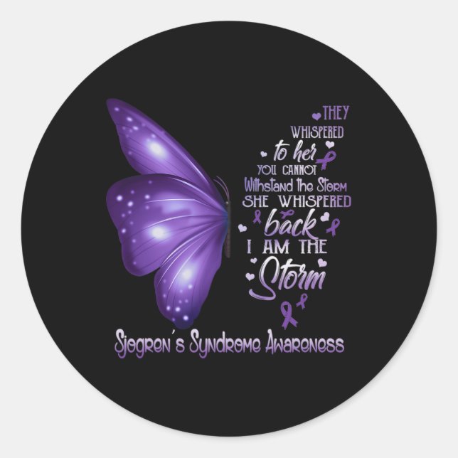 Am Storm Sjogren's Syndrome Awareness Butterfly Runder Aufkleber (Vorderseite)
