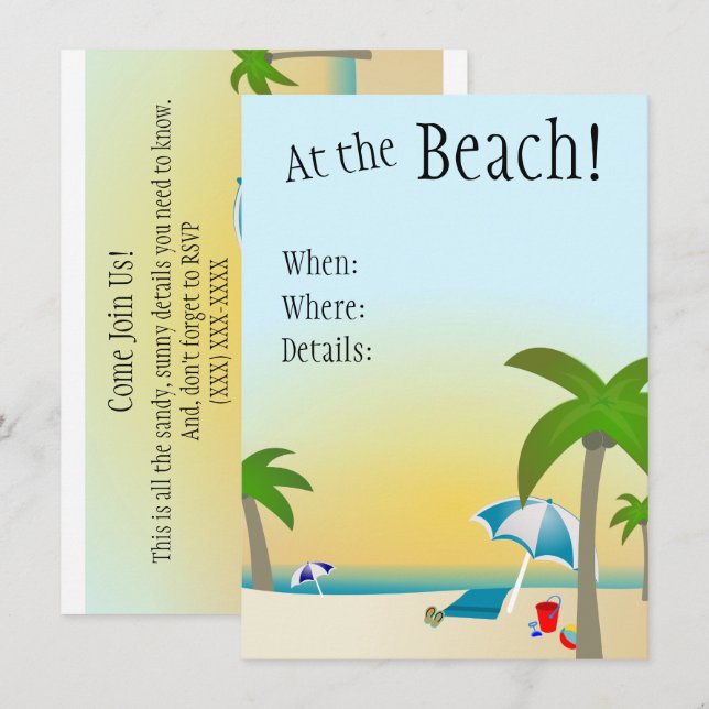 Am Strand!Einladung Einladung (Vorne/Hinten)
