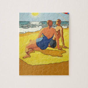 Am Strand, im Vintage-Stil
