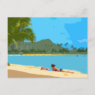 Am Strand in Hawaii! Postkarte