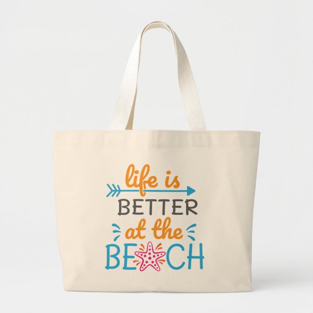 Am Strand ist das Leben besser Jumbo Stoffbeutel (Vorne)