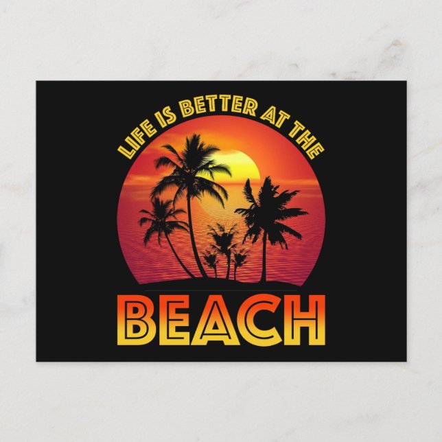 Am Strand ist das Leben besser Postkarte (Vorderseite)
