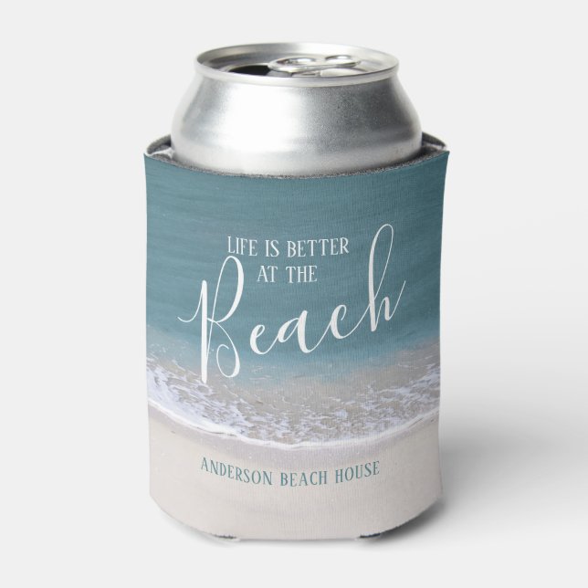 Am Strand ist das Leben besser | Wasser und Sand - Dosenkühler (Kanne Vorderseite)