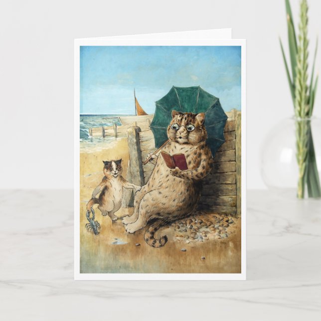 Am Strand, Louis Wain Karte (Vorderseite)