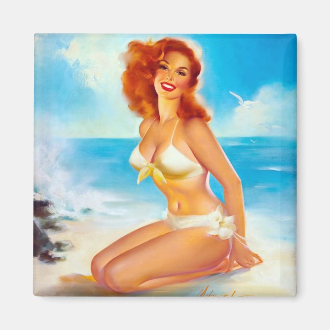 Am Strand Pin Up Magnet (Vorne)