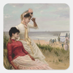 Am Strand Quadratischer Aufkleber