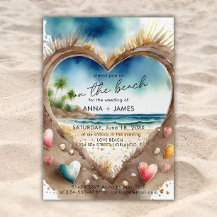 Am Strand Tropischer Ozean Aquarell-Hochzeit Einladung