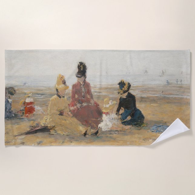 Am Strand Trouville 1887 von Eugene Boudin Strandtuch (Vorderseite)