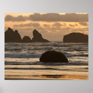 Am Strand von Bandon, Oregon Poster