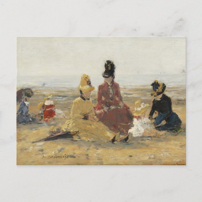 Am Strand von Trouville | 1887 Postkarte (Vorderseite)