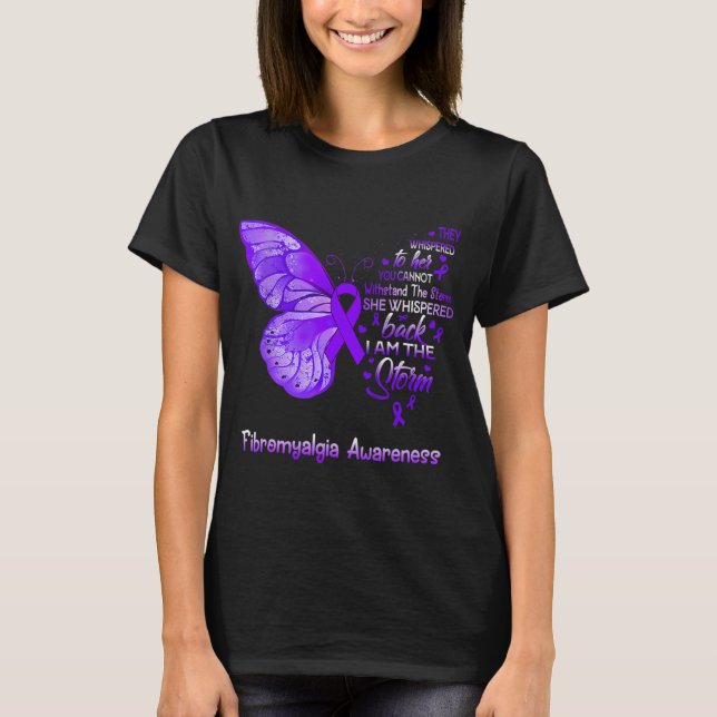 Am Sturm Fibromyalgie Bewusstseinsschmetterling 1 T-Shirt (Vorderseite)