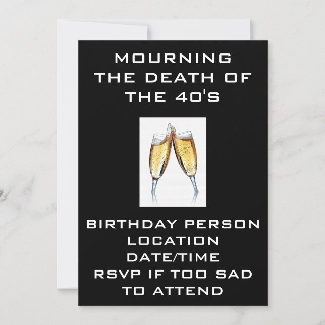 AM TOD DER 40ER INVITATION EINLADUNG (Vorderseite)