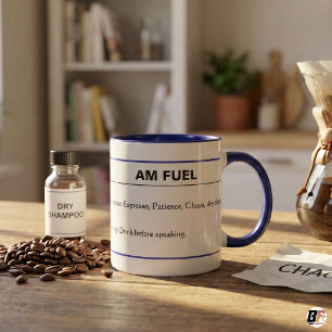 AM Treibstoff Lustige Zutaten Sarkastischer Morgen Tasse
