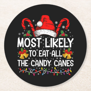 Am Wahrscheinlichsten alle Candy Canes zu Weihnach Runder Pappuntersetzer