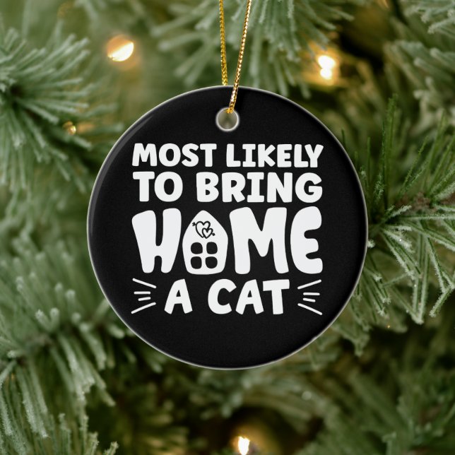 Am wahrscheinlichsten bringt Zuhause eine Katze, l Keramik Ornament (Baum)