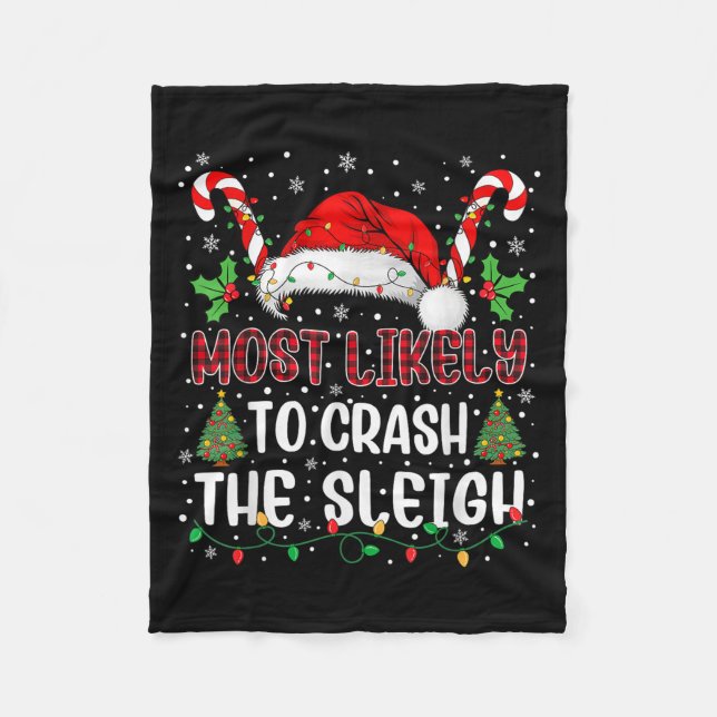 Am wahrscheinlichsten Crahe Sleigh Familien Weihna Fleecedecke (Vorderseite)