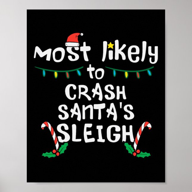 Am wahrscheinlichsten Crash Santas Sleigh Weihnach Poster (Vorne)