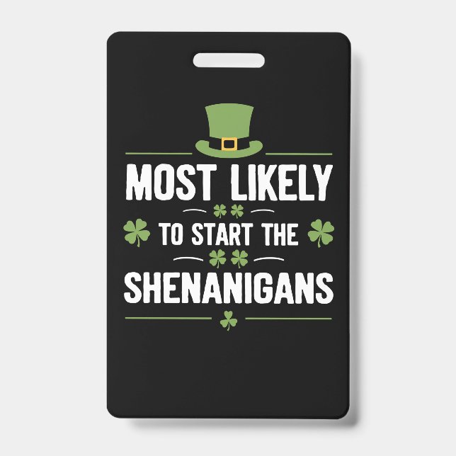 Am wahrscheinlichsten, die Shenanigans St Patrick' Ausweis (Vorderseite)