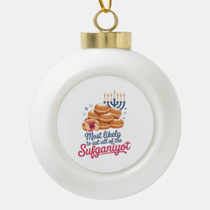 Am wahrscheinlichsten essen alle Sufganiyot Hanukk Keramik Kugel-Ornament