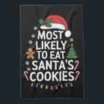 Am wahrscheinlichsten essen Santas Cookies Familie Geschirrtuch<br><div class="desc">Am wahrscheinlichsten essen Santas Cookies Familie Weihnachten passend</div>