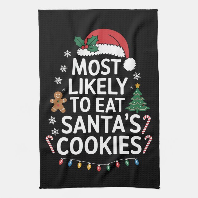 Am wahrscheinlichsten essen Santas Cookies Familie Geschirrtuch (Vertikal)