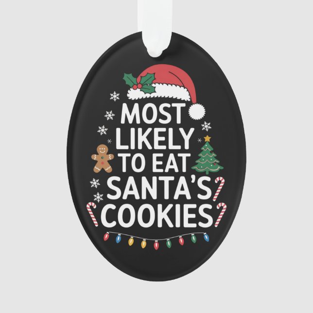 Am wahrscheinlichsten essen Santas Cookies Familie Ornament (Vorderseite)