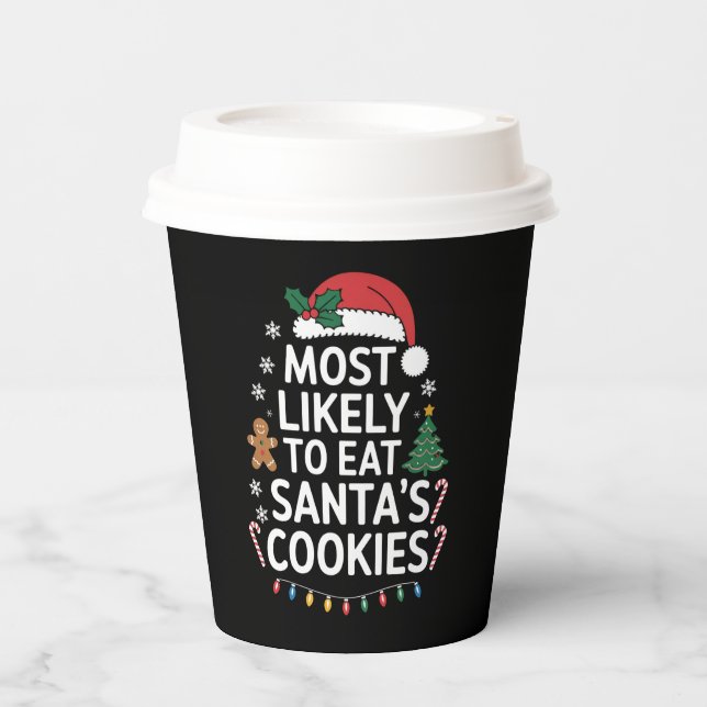 Am wahrscheinlichsten essen Santas Cookies Familie Pappbecher (Vorderseite)
