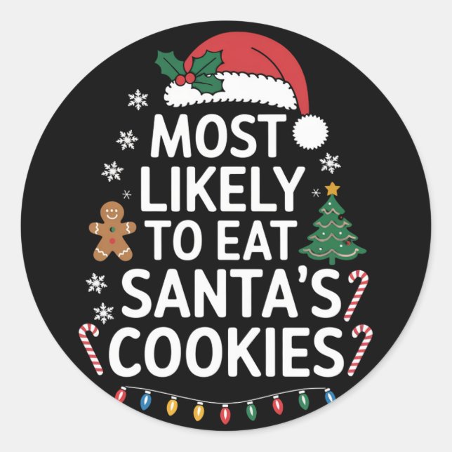 Am wahrscheinlichsten essen Santas Cookies Familie Runder Aufkleber (Vorderseite)