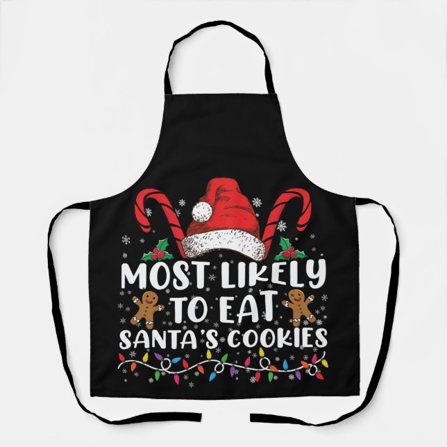 Am wahrscheinlichsten essen Santas Cookies Familie Schürze (Vorderseite)