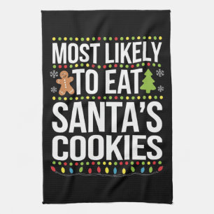 Am wahrscheinlichsten essen Santas Cookies Weihnac Geschirrtuch