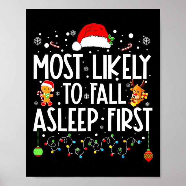Am wahrscheinlichsten fällt Asleep First Funny Xma Poster (Vorne)
