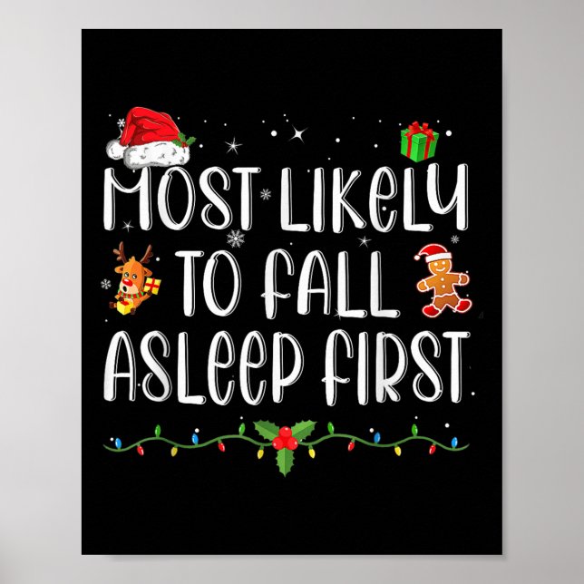 Am wahrscheinlichsten fällt Asleep First Funny Xma Poster (Vorne)