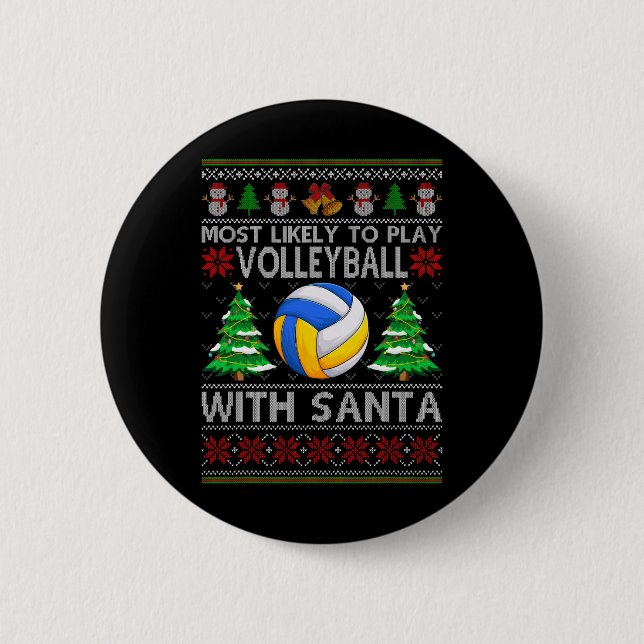 Am wahrscheinlichsten ist es, Volleyball mit Santa Button (Vorderseite)