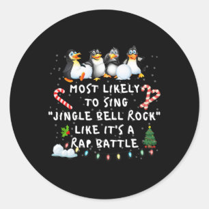 Am wahrscheinlichsten Jingle Bell Weihnachts Pajam Runder Aufkleber
