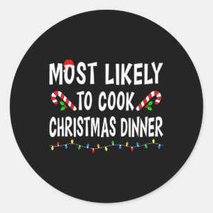 Am wahrscheinlichsten kochen Weihnachtsessen Famil Runder Aufkleber