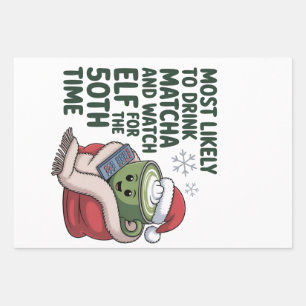 Am wahrscheinlichsten Matcha trinkt und Elf Xmas s Geschenkpapier Set
